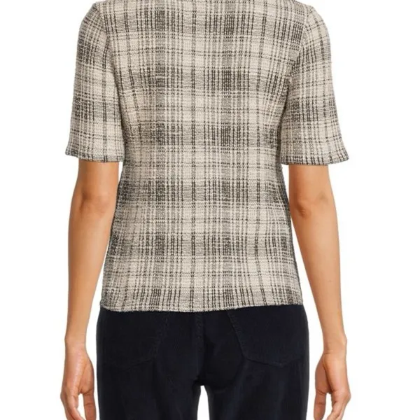 Designer Lea & Viola Tweed Top with Pearl Details Size Small Retail 110$ NWT - Image 7