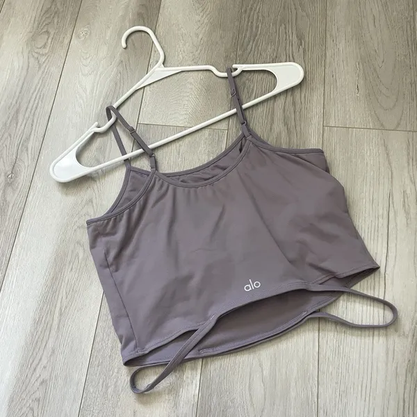 Alo Crop Tank Top halo longline cutout womens Purple (large) activewear workout - Image 4