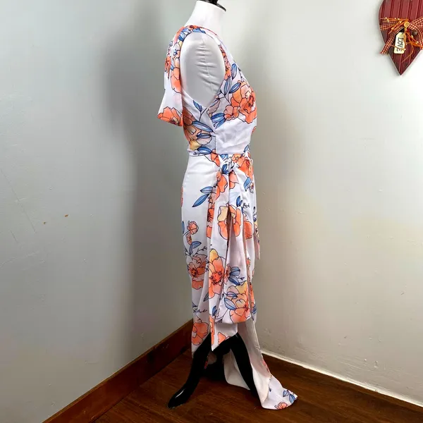 Sabo Skirt Nisha White Floral Strapless Wrap Dress XS - Image 5