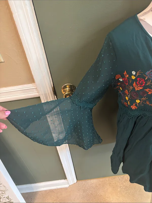 Altar'd State Teal Embroidered Boho Tunic - Image 2