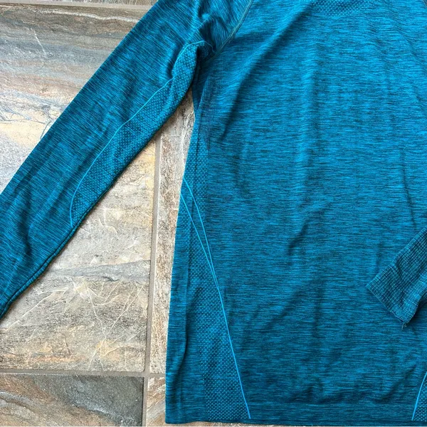 H&M Sport Large Teal Seamless Long Sleeve Activewear Workout Top Athleisure - Image 3