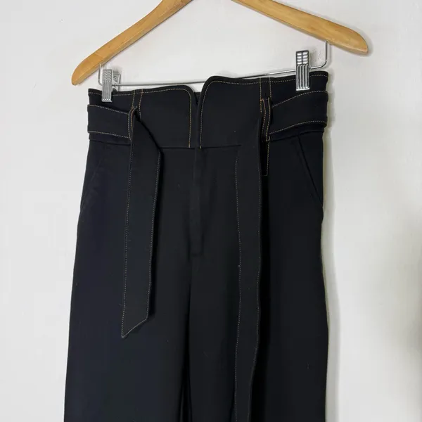 Maeve by Anthropologie Black Tie Waist Pants Size 4 Contrast Stitching - Image 6