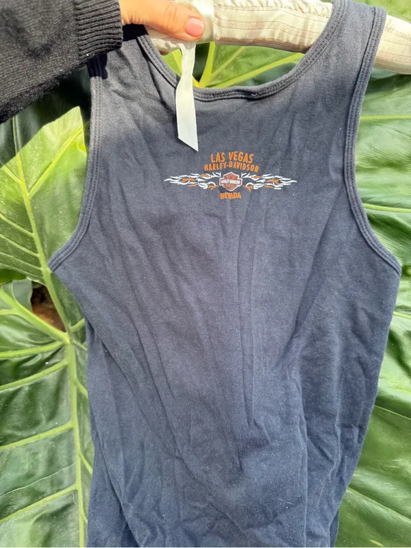 Harley-Davidson Black Tank with White and Orange Logo - Image 3