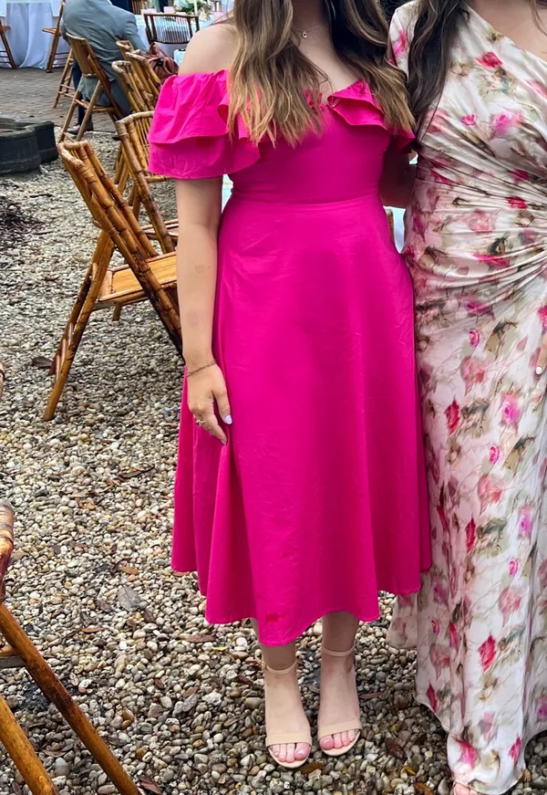 Petal & Pup Cabo Magenta Frill Sleeve Midi Dress M - Image 9