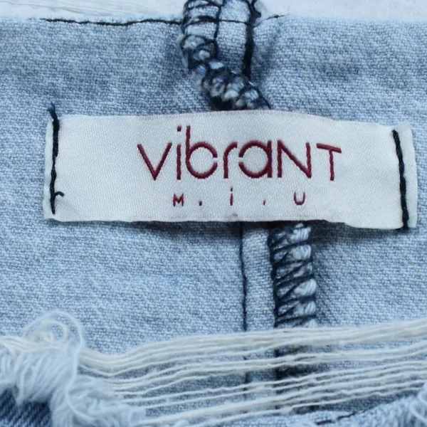 Vibrant MIU Light Wash Distressed Denim Shift Dress Shredded High Low Hem Blue - Image 6