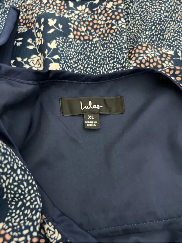 Lulu's Crush Season Navy Blue Floral Quilt Patchwork Print Scoop-Neck Maxi Dress - Image 7