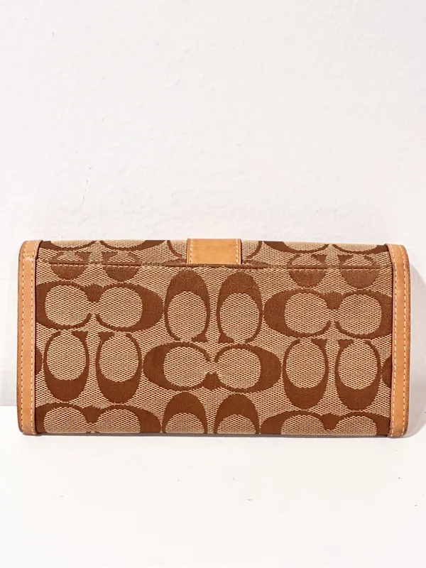 Coach Brown Signature C Canvas Long Wallet Checkbook - Image 5