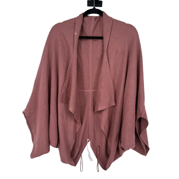 Lululemon Women's Cashlu Knit Textured Wrap Rose Pink Cardigan Sweater Size M/L - Image 13