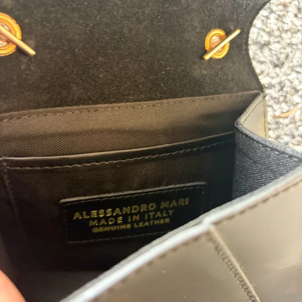 Elegant Black Leather Bag with Gold Accents - Image 3