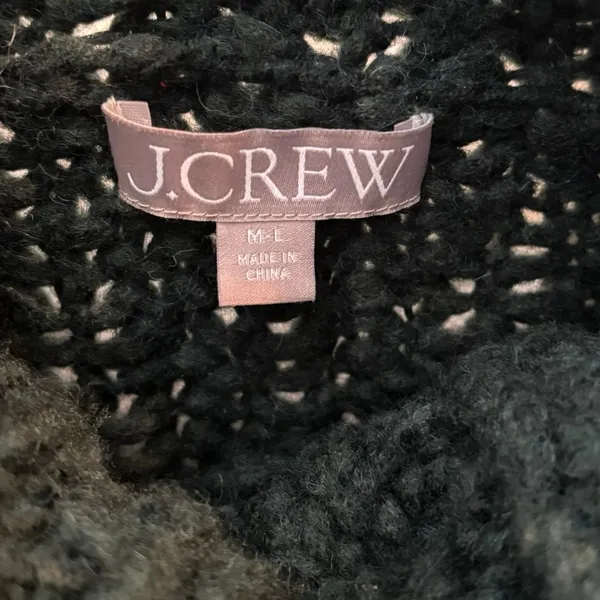 J Crew M L Turtleneck Sweater Chunky Textured Knit Wool Alpaca Heather Rich Pine - Image 4