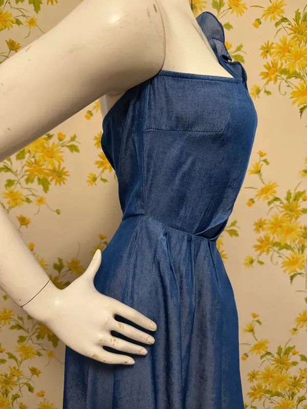 The Sang One-Shoulder Blue Maxi Dress with Floral Shoulder Detail size L - Image 5
