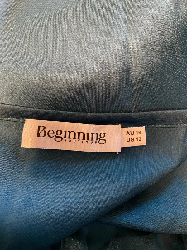 Teal Maxi Dress Beginning Boutique Ella Off-Shoulder Formal - Image 4