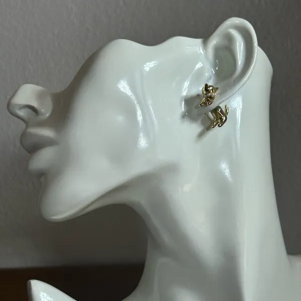 Dog Cat gold tone matte Earrings - Image 8