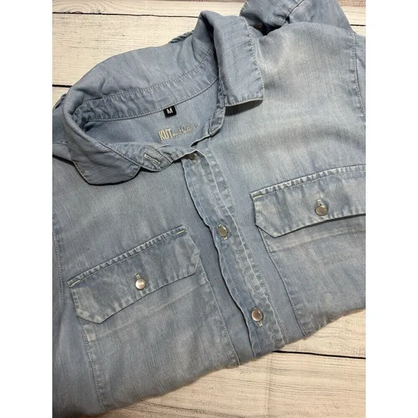 Kut from the Kloth Womens Denim Jean Button Up Shirt MEDIUM Blue - Image 5