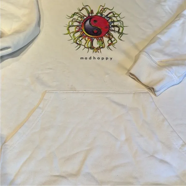 NEW MADHAPPY limited edition ying yang cream hoodie size S‎ - Image 5