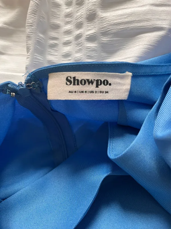 Showpo Blue Puff Sleeve Wrap Mini Dress – Size US 2 - Image 4