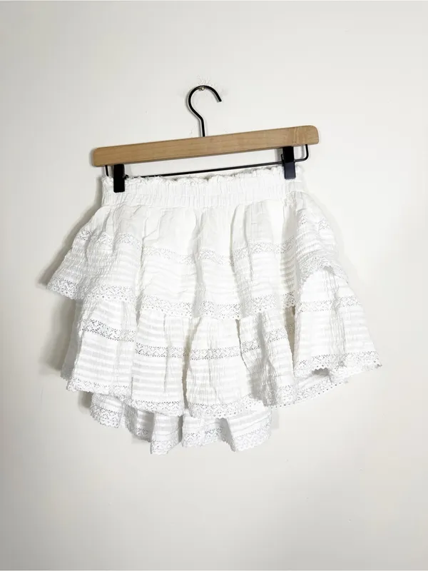 Aerie Rock N’ Ruffle White Tiered Mini Skirt Small - Image 3