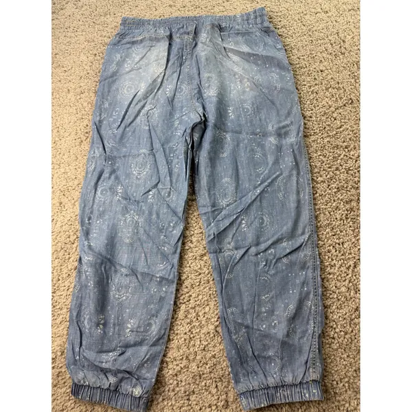 Knox Rose Blue Paisley Chambray Joggers Lyocell Elastic Waist Pants Womens Large - Image 5