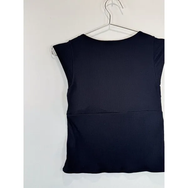 Vuori Womens Top Black Sleeveless Cove V Neck Tank Ribbed Knit Stretch Small - Image 7