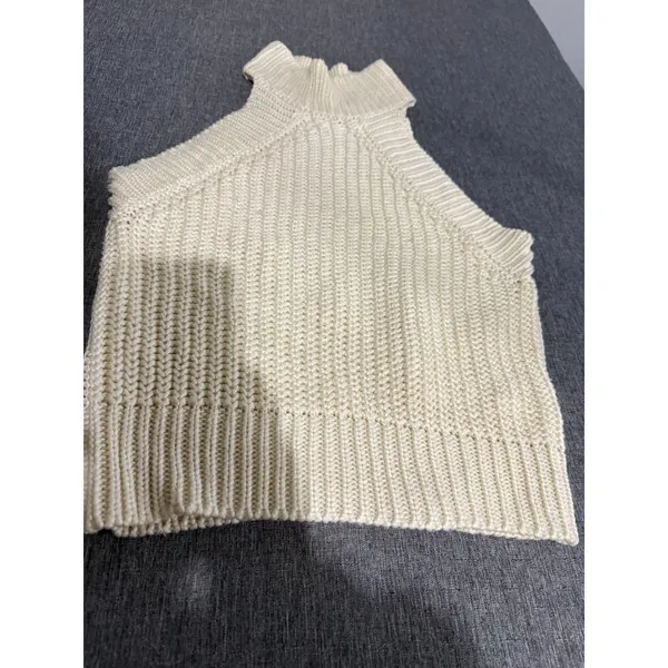 By The Way Women's Cream Knit Halter Cropped Top Sz S - Image 2