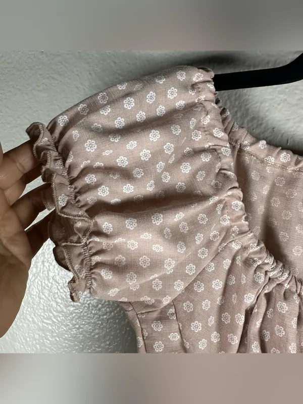 Princess Polly Tie-Front Puff Sleeve Mini Dress in Light Pink Dot SZ:0 - Image 6