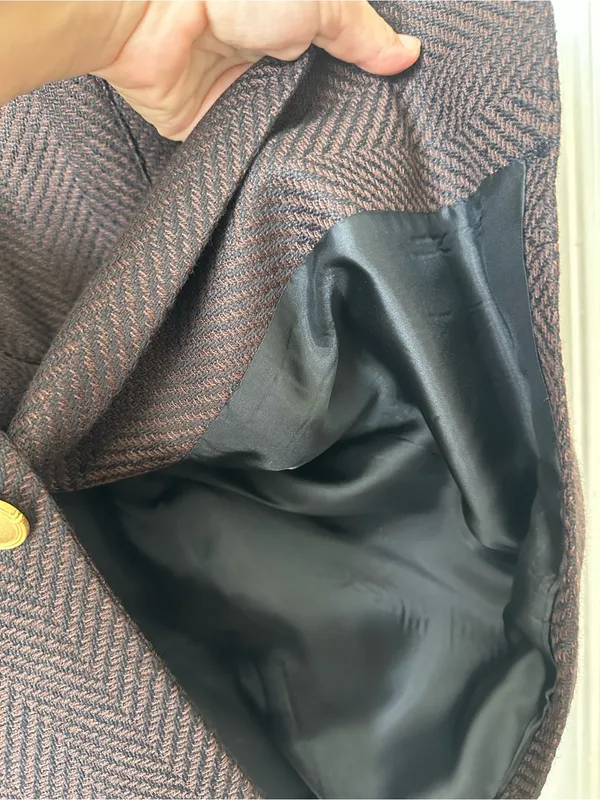 Jones Wear Black and Brown Tweed Button Blazer Jacket Size 14 - Image 4