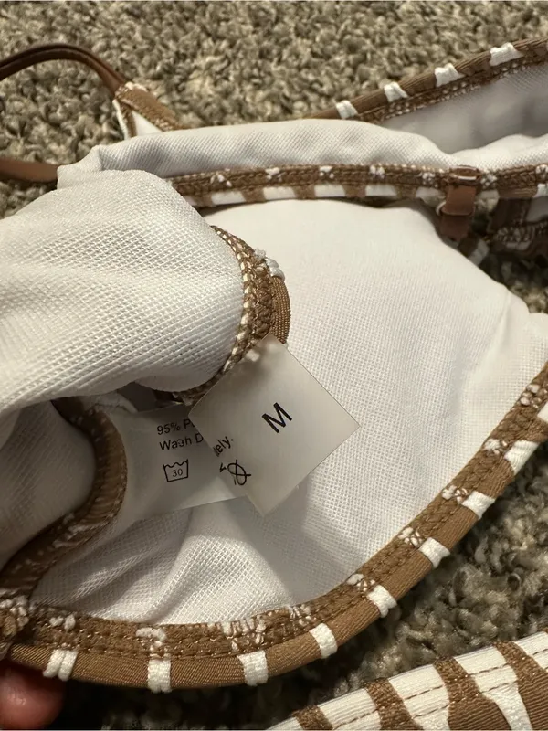 Amazon 3-Piece Brown & Cream Houndstooth Bikini Set - Image 4