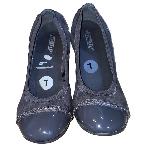 Seychelles Triangle Flats Size 7 Gray Cap Toe Ballet‎ Shoes Comfort Slip On - Image 2