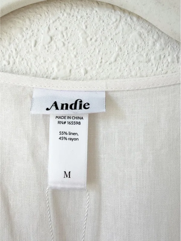 Andie The Maxi Wrap Dress Size Medium in Coconut Linen Coastal Lagenlook Neutral - Image 4