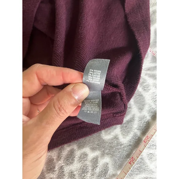 Aerie Real Soft Ribbed Turtleneck Tee Small Burgundy Maroon Preppy Minimalist - Image 8