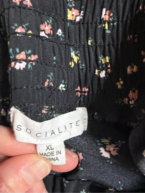 Socialite Black Floral Skirt with Pink & Green Accents - Image 2