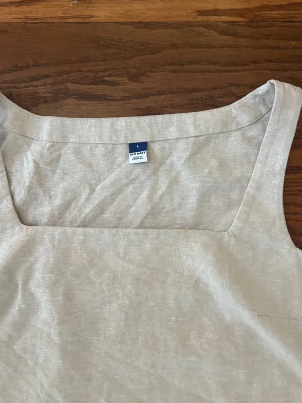 NWT Old Navy Cropped Square-Neck Linen-Blend Tank Top Size Large Preppy Minimal - Image 4