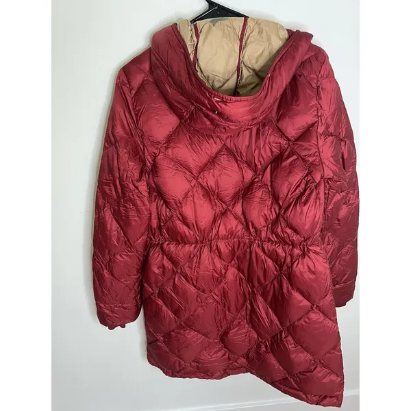 Abercrombie & Fitch Women's Small Red Quilted Puffy Parka Jacket Down Filled - Image 4