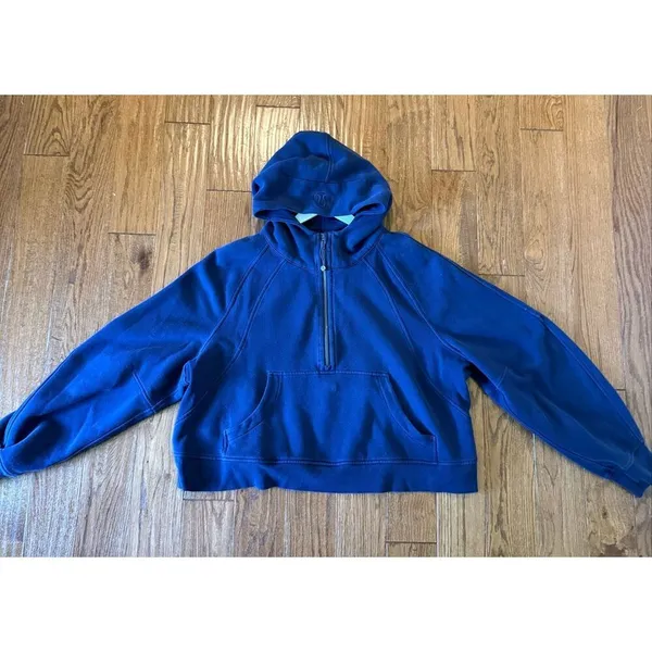 Lululemon half zip scuba hooded crop pullover night sea navy size Xl/xxl - Image 7
