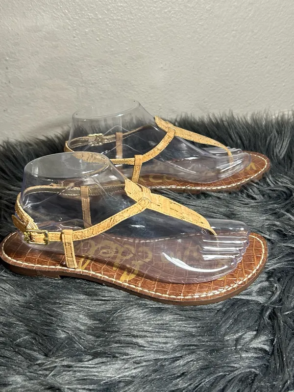 Sam Edelman Gigi Slingback Cork Brown Leather Sandals Size 8.5 - Image 5