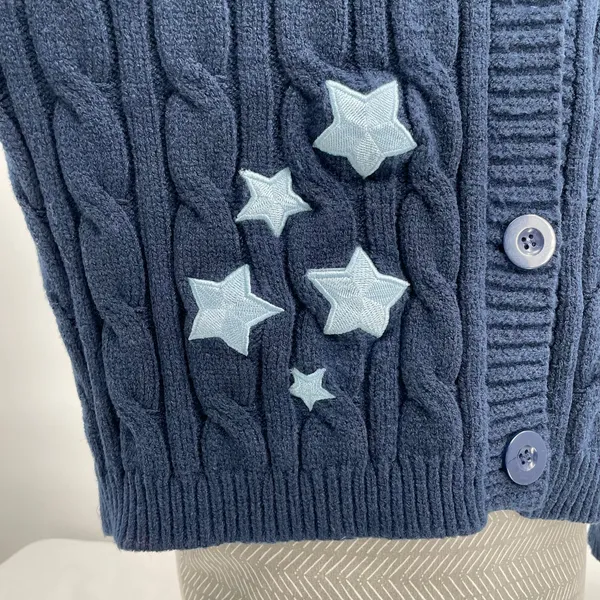 Taylor Swift Cardigan Midnights Album Navy Blue Stars Cozy Sweater Size M / L - Image 6