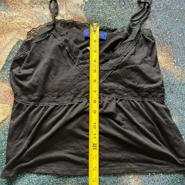 Aeropostale Black Crop Top Camisole Spaghetti Straps Lace SZ XL Flowy V-Neck - Image 11
