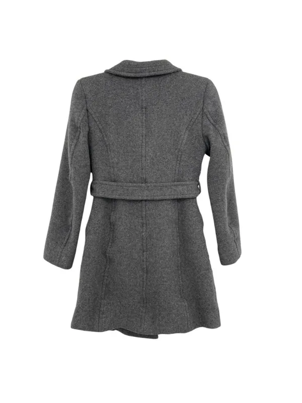 Babaton Connor Button-up Wrap Coat Funnel Neck Size XS Gray Wool-Blend Belted - Image 6