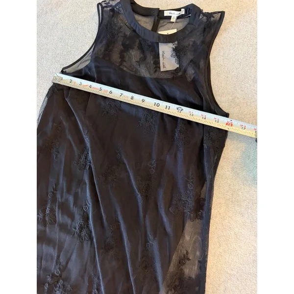 Bleu Ciel Women S Black Sheer Mesh Floral Embroidered Lace Scallop Hem Dress NWT - Image 3