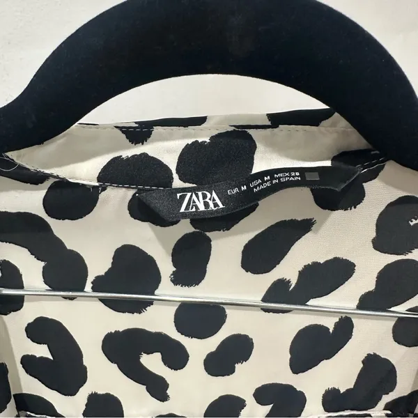 Zara Black and White Leopard Print Women's Top - Image 2