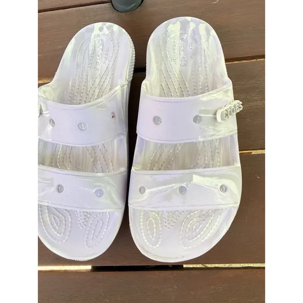 Crocs Classic Lavender Marbled Slide Sandals Iconic Comfort Purple Women Size 6 - Image 5