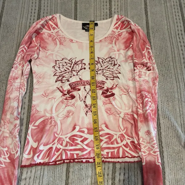 90s Vintage Pink Harley Davidson Long Sleeve T-shirt Size Large - Image 4