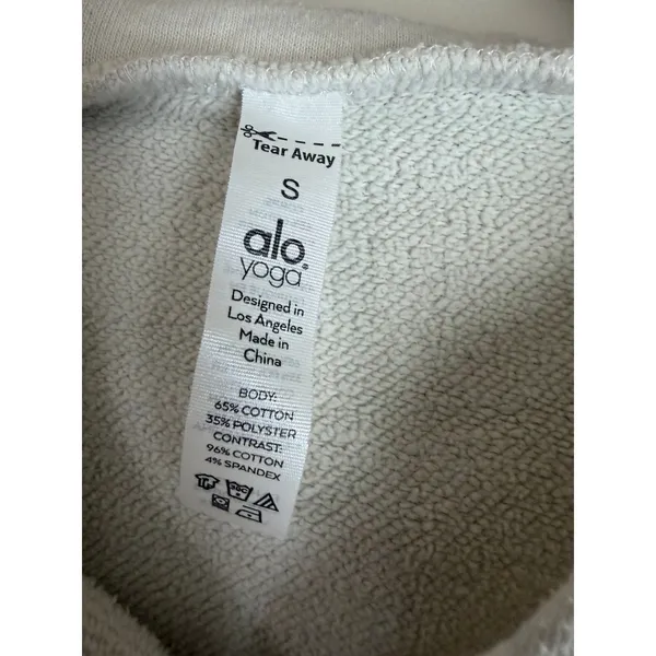 Alo Yoga Hoodie Womens Small Bone White Relaxed Fleece Pullover Sweatshirt - Image 8