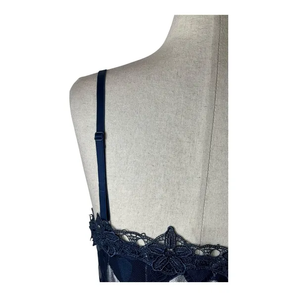 Foxiedox Dress Women Medium Blue Silver Lace‎ Bravo Zulu Midi Party Cocktail - Image 9