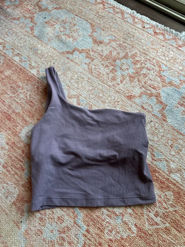 Lululemon Ribbed Nulu Asymmetrical Yoga Tank Top Purple Ash W1ERPS size 0 - Image 6