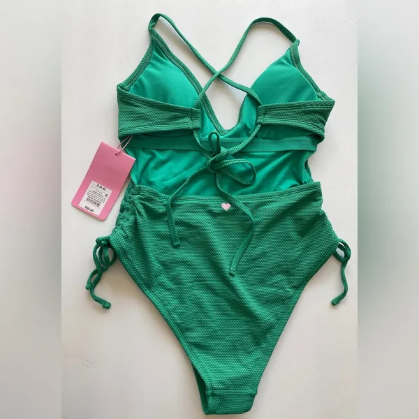 Stoney Clover Lane Textured Cheeky High‎ Leg One Piece Swimsuit Size S - Image 9