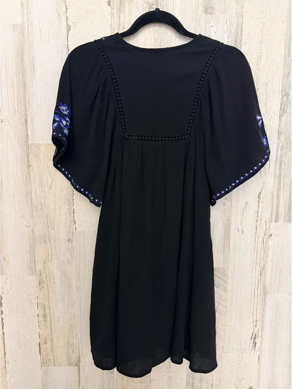 Blue Rain Women’s XXS Black Embroidered Floral Boho Mini Dress Bell Sleeve - Image 7