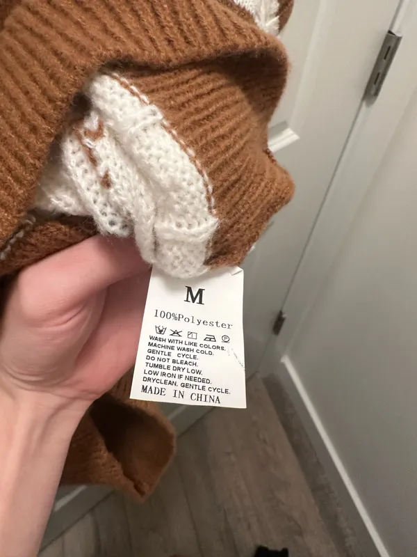 Brown and White Striped Sweater Size M - Image 3