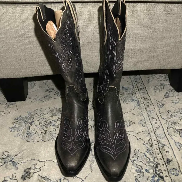 Dingo Flirty N' Fun Embroidered Cowboy Boots Mid Calf Mid Heel - Image 4