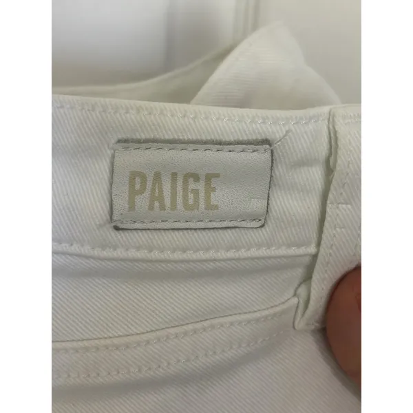 Paige Cindy Crop White Denim Jeans Raw Hem High Rise Size 26 Stretch Beach - Image 4